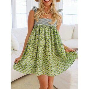 A Classy Chic Boutique Green Floral Tie-Shoulder Sundress